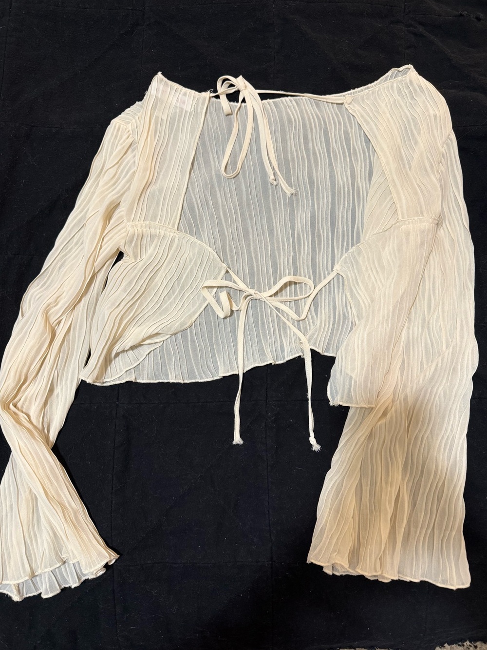 Urban Outfitters Sheer Cream/White Going Out Top - Picture 2 of 3